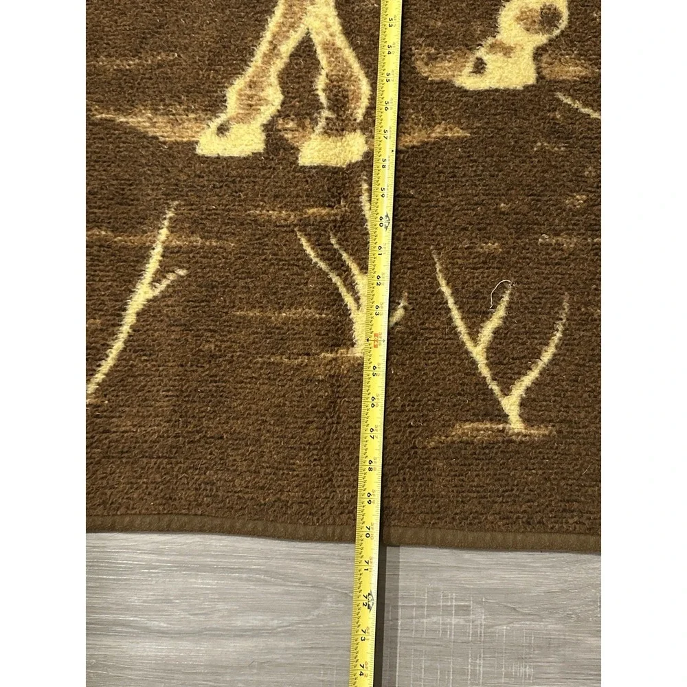 Vintage Acrylic Deer Blanket Reversible Made in Spain Buck Wilderness Brown Tan